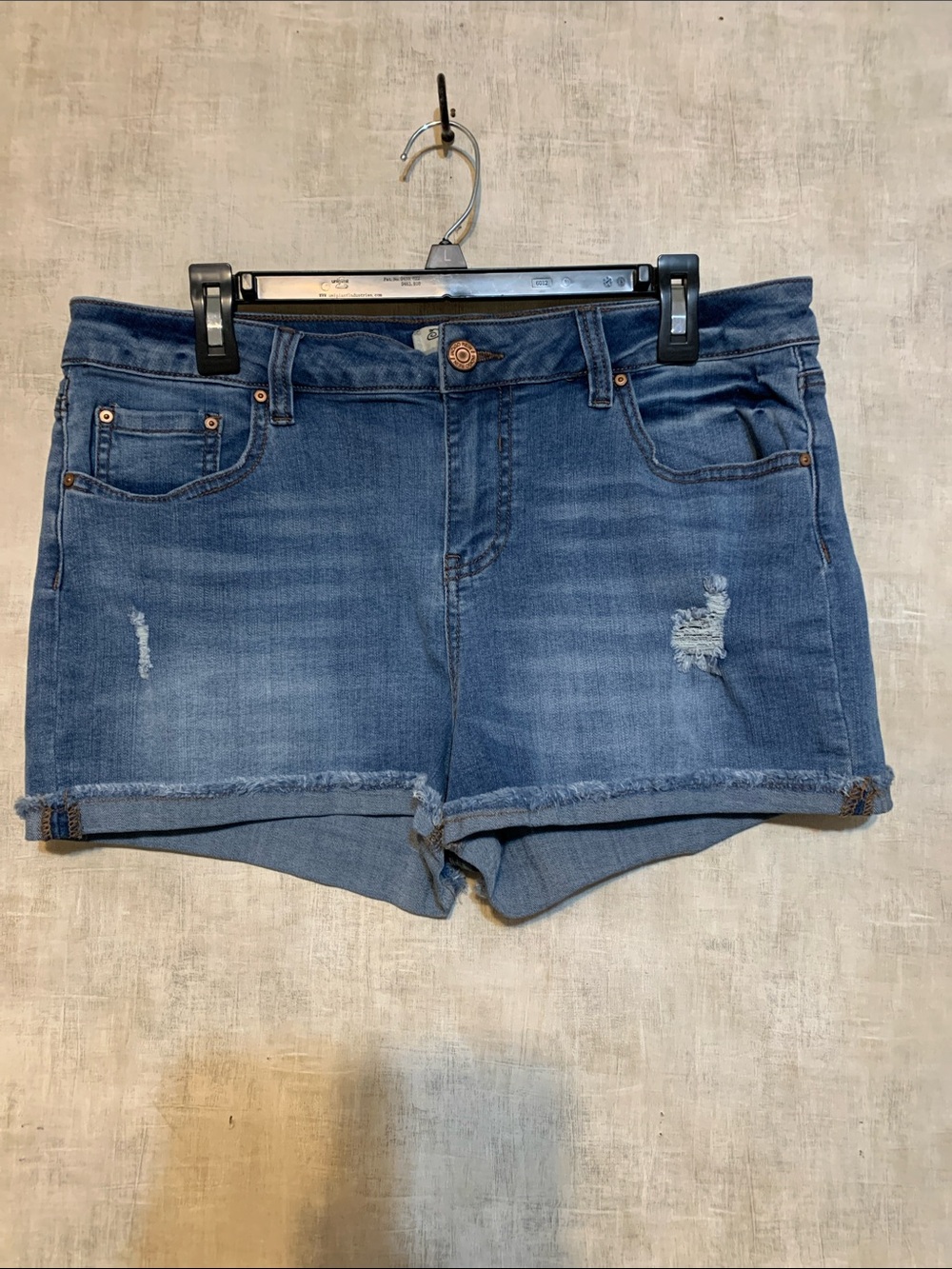 Indigo Rein Blue Distressed Denim Cutoff Shorts size 15